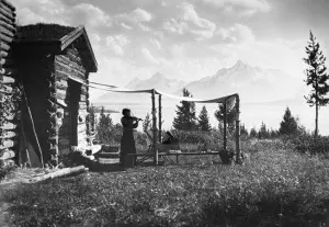 Lone silhouette of Edith Sargent playing the violin. Photograph by Sumner W. Matteson