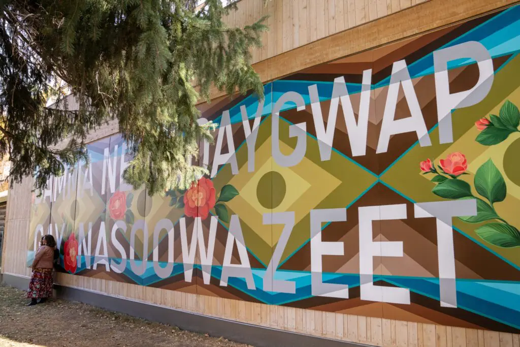 Nanibah Chacon's mural at the Jackson Hole History Museum. Photo: Sam Pope Photography.