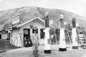 Gas station on Cache St. next to see St. John's, c. 1940s