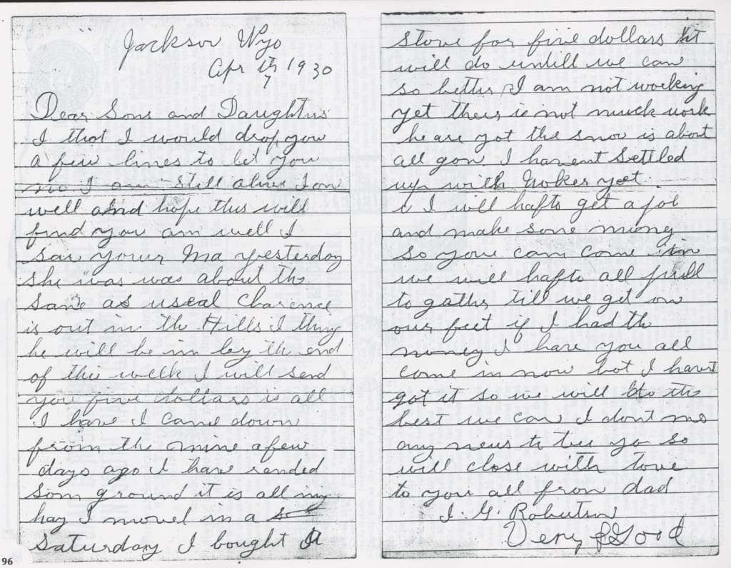Letter from Isaac to his children in 1930.