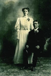 Melvina and Isaac Robertson on their wedding day, July 2, 1906.