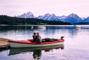 Orson and Bettye Arvin on Jackson Lake in Grand Teton National Park. Image © Estate of Orson L. Arvin.