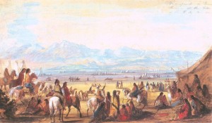 Alfred Jacob Miller painting in 1837 of the Green River Encampment